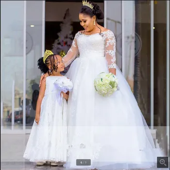

Vintage white lace appliques black girl's south african wedding dress ball gown 3/4 sleeve modest button muslim bridal gowns