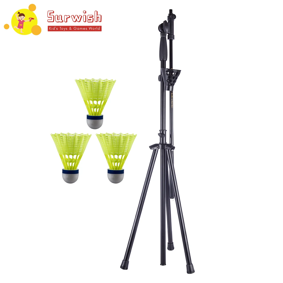 Single Badminton Practice Training Rack Badminton Automatic Serve Apparatus Auto Training Machine - Black