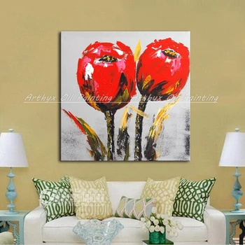 

Arthyx Modern Wall Picture Hand Painted Blossoming Flower Oil Paintings On Canvas Pop Art Poster For Living Room Home Decoration