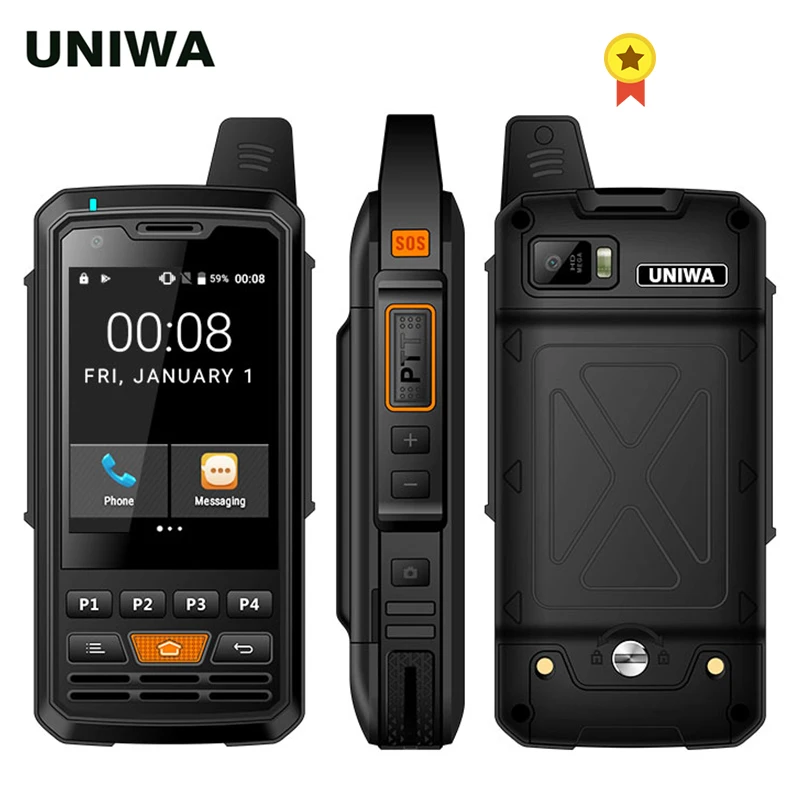 UNIWA F50 Zello PTT рация 2 8 дюйма сенсорный экран 4000 мАч 4G LTE Android 6 0 четырёхъядерный 2G 3G