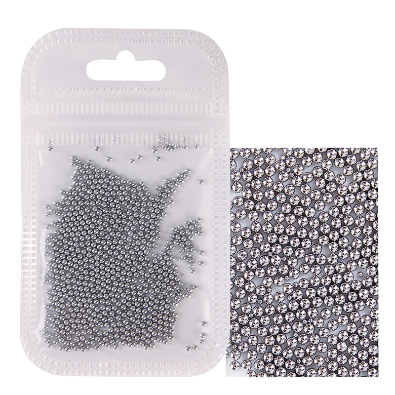 0.6mm-2mm Rose Gold Gun Grey Silver Nail Art Micro Stainless Steel Caviar Beads Manicure 3D Rhinestone Decorations Tool
