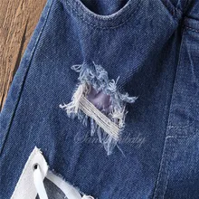 Штаны для девочек г. Новые стильные летние джинсы свободного кроя с дырками От 1 до 3 лет тонкие брюки для девочек