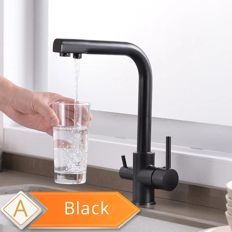 H9d97642d6eea457ea4fa44e5882754fbp Black and Golden Filtered Crane For Kitchen Pull Out Sprayer drinking water Three Ways Water Filter Tap Kitchen Faucet hot cold