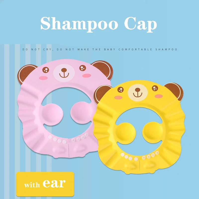

EVA Children's Waterproof Shampoo Cap Ear Protection Adjustable Shampoo Kids Cap Waterproof Bath Baby Hair Wash Shower Hat