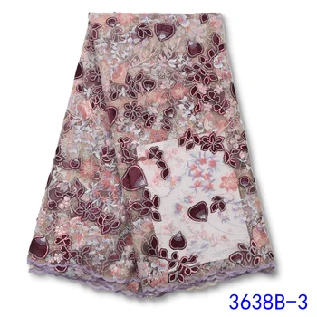 

African Lace Fabric Latest Sequin Lace Fabric Sequence High Quality French Sequin Fabric For Nigerian Wedding Sewing GD3638B-3