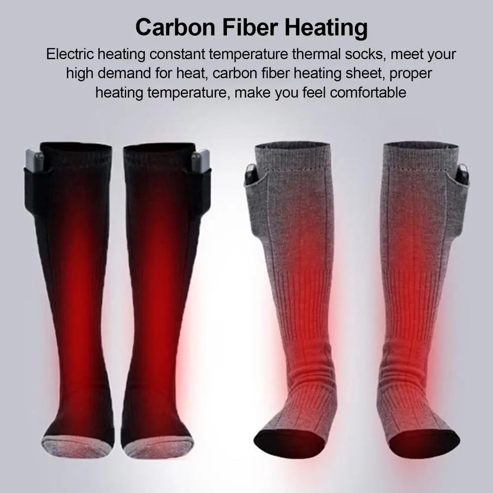 3 Speeds Temperature Settings Ski Heated Socks Unisex Carbon Fiber Heating Socks Battery Powered Comfortable Calf Thermal-socks