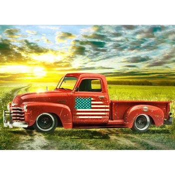 

Vintage Pickup Truck Sunset Fields Baby Personal Portrait Photography Backgrounds Photographic Backdrops For Photo Studio
