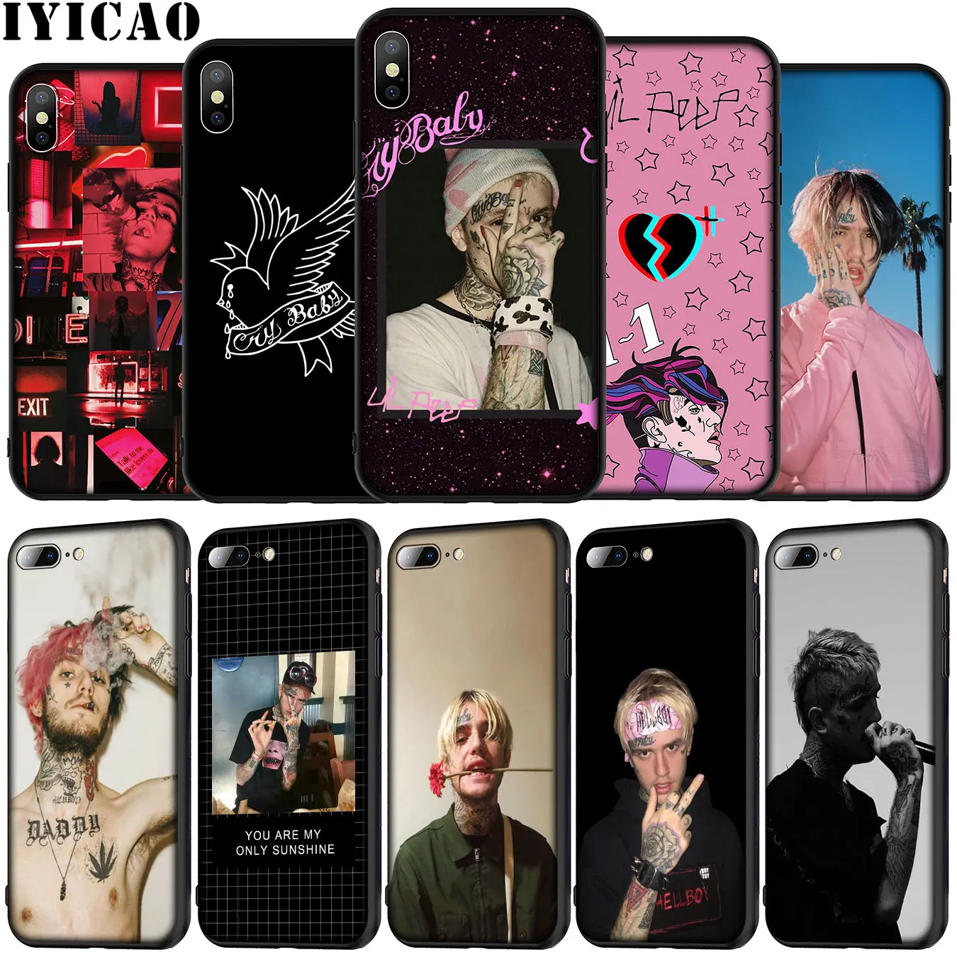 Lil Peep Hot singer Bo Soft Silicone Phone Case for iPhone 12 Mini XR X XS 11 Pro Max 5 5S SE 6 6S 7 8 Plus Black Cover | Мобильные