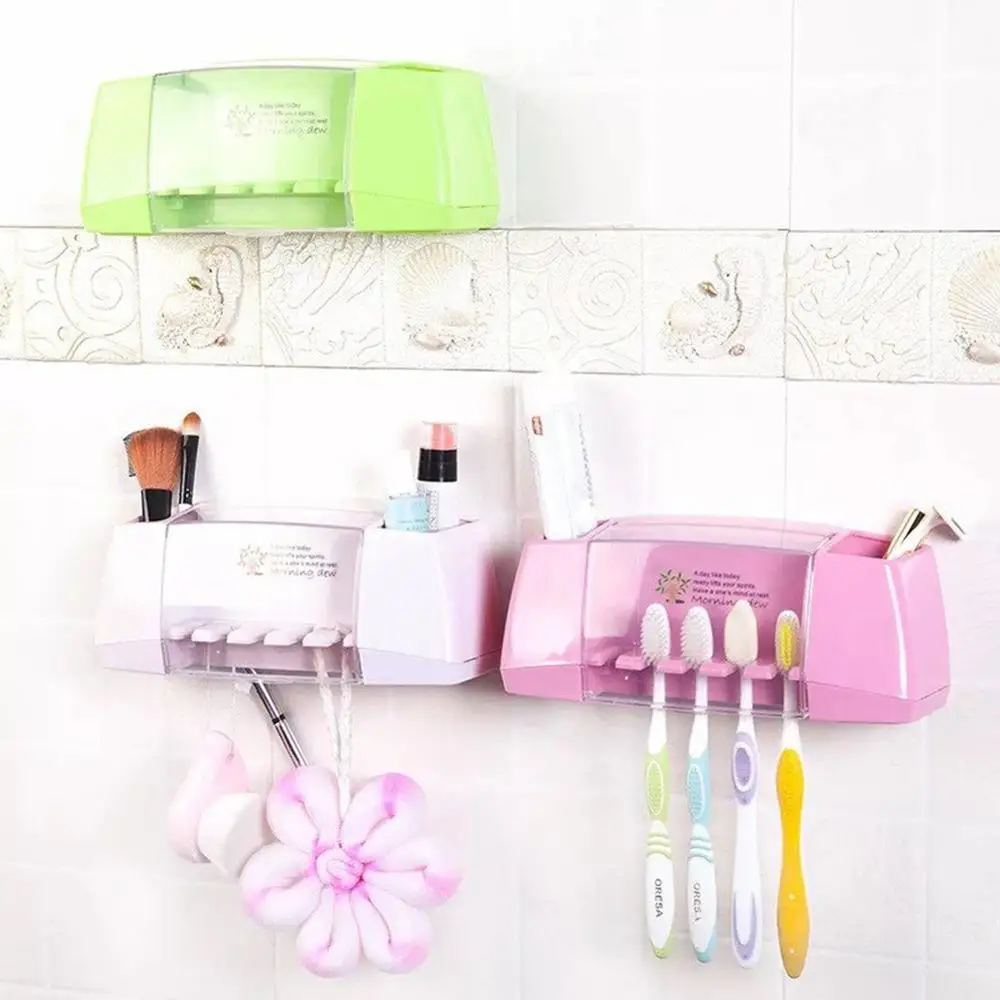 

Toothbrush Holder PVC Toothbrush Rack for Bathroom 5-Slot Multi-function Wall-mounted Toothpaste Rack Bathroom Accessories Set