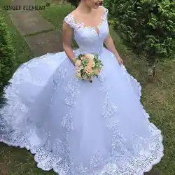 Романтическая шляпка рукав плюс размер на заказ бальное платье Кружева аппликационные свадебные платья