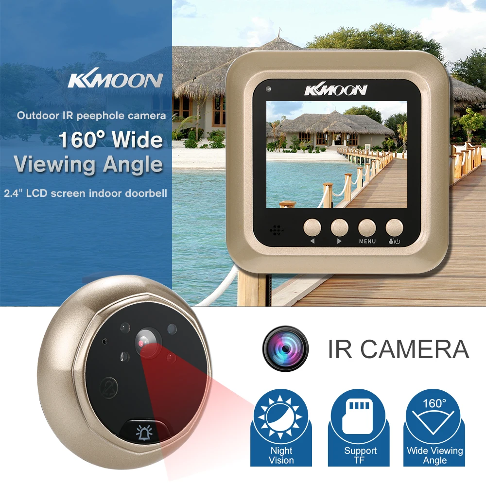 

KKmoon 2.4" Digital Door Peephole Video Doorbell IR Camera Door Eye Doorbell Camera 160 Degree View Night Vision Video Record