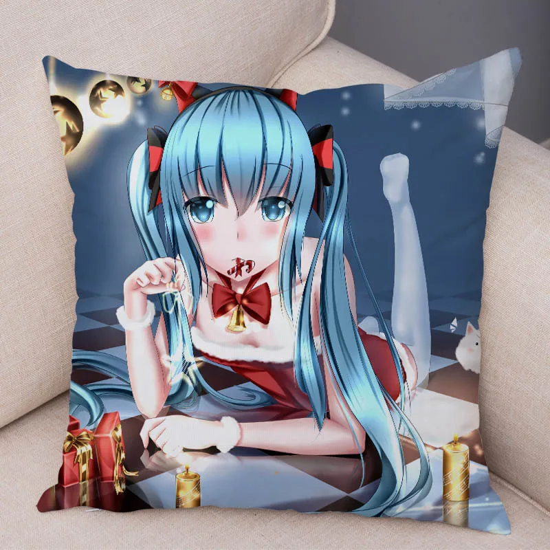 Милый Хацунэ Мику Музыка Девушка VOCALOIDCushion чехол для дивана домашние подушки в автомобиль Чехлы 45x45 см декоративная Подушка Чехол Наволочка с мультяшным принтом - Цвет: 14