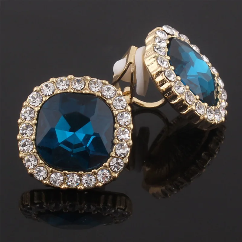 Grace Jun Rhinestone Crystal Clip on Earrings No Pierced for Women Party Wedding Luxury Bride No Ear Hole Earrings