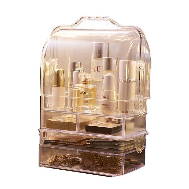Креативный прозрачный косметический Органайзер, коробка для хранения косметики, переносной настольный органайзер, ящики для хранения, водонепроницаемый косметический ящик