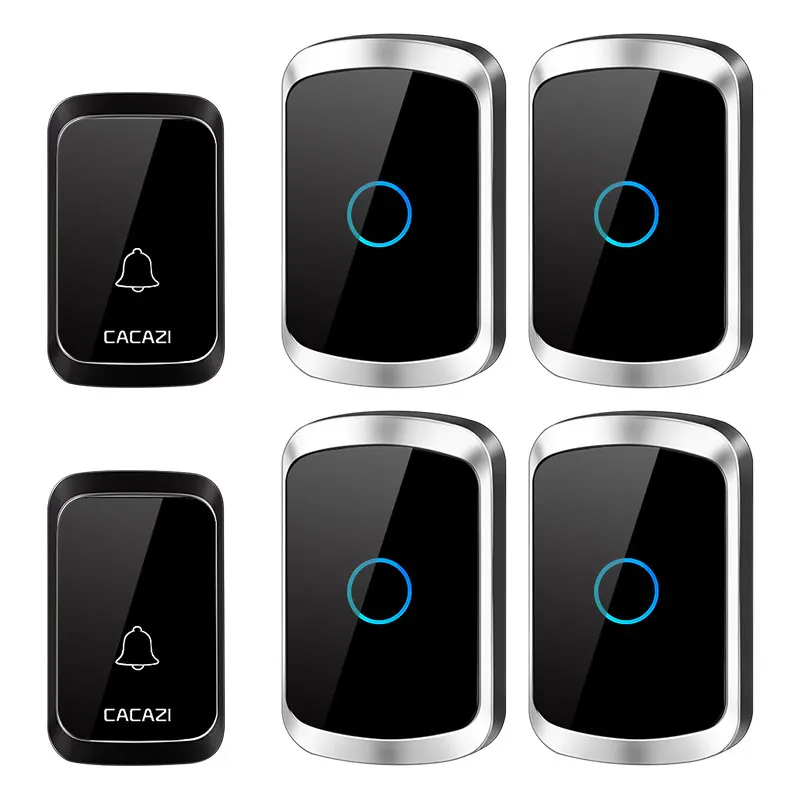 CACAZI Wireless Doorbell Waterproof 300m Range LED US EU UK Plug Intelligent Home Call Bell Button AC 220V | Обустройство дома