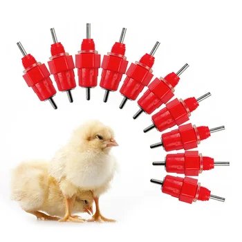 

Poultry Chicken Drinker Nipples 10Pcs Automatic Waterers Bird Hen Feeding Ball Type Screw Nipple Drinkers for Farm Chicken Tools