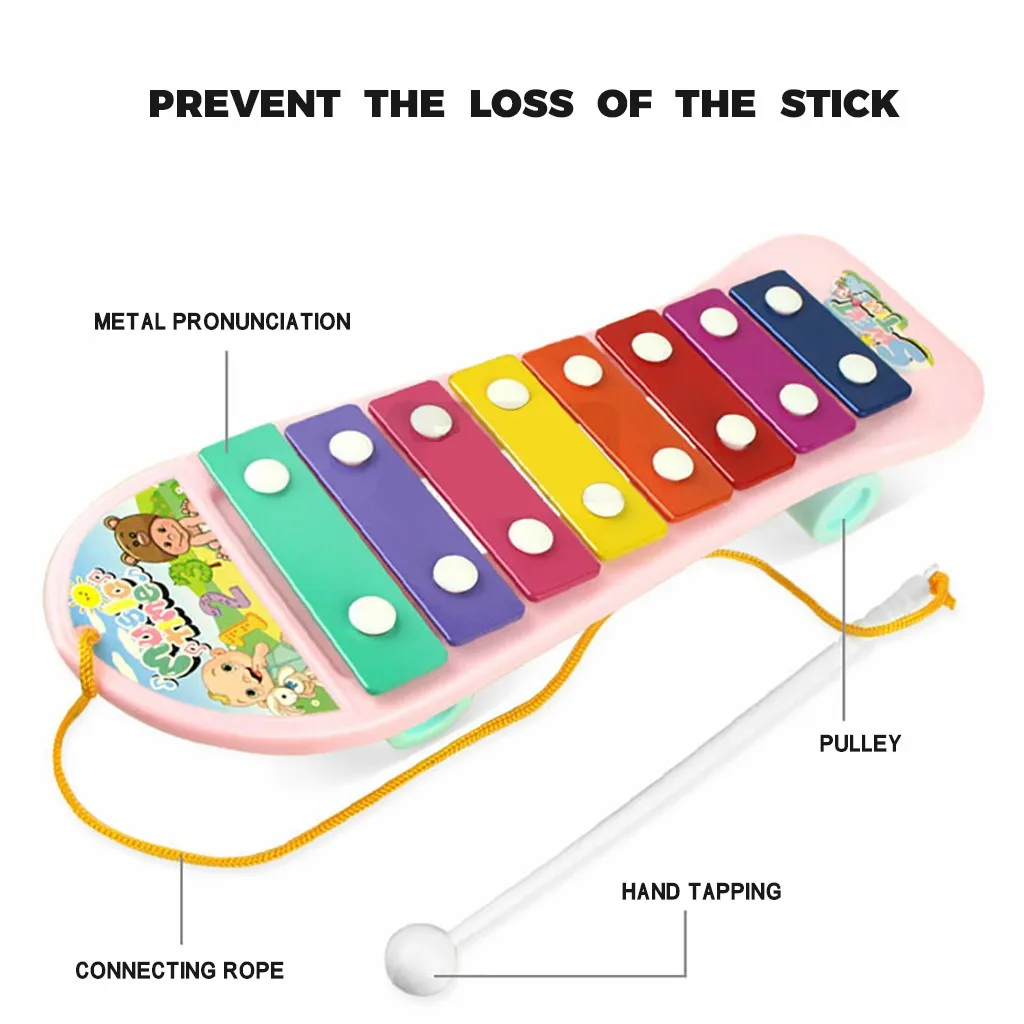 Детские 8 нот ксилофон музыкальные игрушки Развитие нот ручная, ударная фортепиано колесо малыш игра-головоломка оптовая продажа Прямая