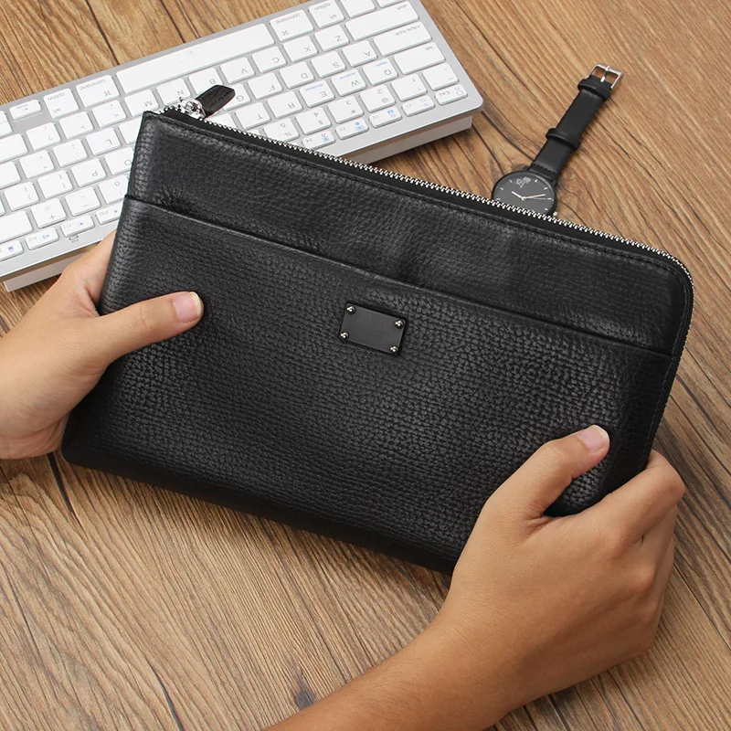

MEN'S Handbag Men's Leather Bag Business Casual Clutch Bag Full-grain Leather Clutch Men's Bag Large Capacity Creative-