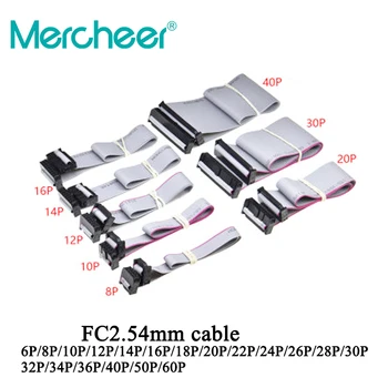JTAG-CABLE de datos de FC-6/8/10/14/16/20/24/40/2,54 Pines, cinta plana gris, para encabezado de caja IDC DC3, paso de 50/64mm 2