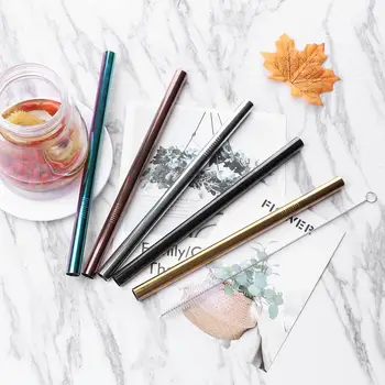 

Large Size Stainless Steel Drinking Straw Reusable Milk Straw Colorful Milkshake Sucker For Coffee Bubble Tea Bar Party Tools