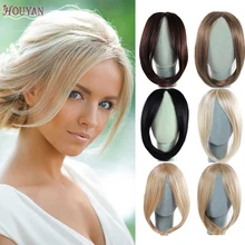 HOUYAN, модные длинные волосы на заколках спереди, боковая бахрома, накладные волосы, настоящие натуральные синтетические волосы с челкой