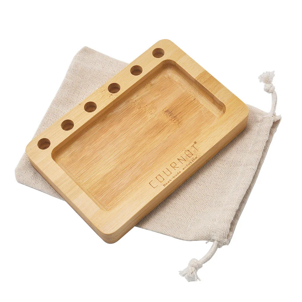 

COURNOT Bamboo Rolling Tray With Pre Rolled Roll Cone Holder 69MM*126MM Multifunctional Bamboo Cigarette Tobacco Rolling Tray