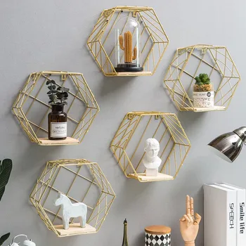 

European creative personality grid wrought iron wall hanging Nordic style coffee shop royal tea shop wall decoration jewelry