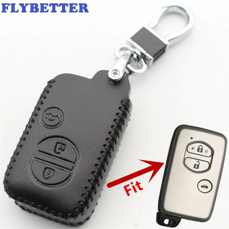 FLYBETTER чехол для смарт ключей с 3 кнопками из натуральной кожи Toyota Camry/Crown/high Lander/Prado/Prius Стайлинг автомобиля
