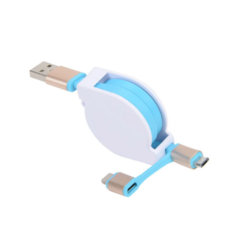 100 шт. 2A быстрой зарядки Выдвижной 2 in1 Micro USB Дата-кабель 8 pin для Iphone для зарядное устройство для Android кабель