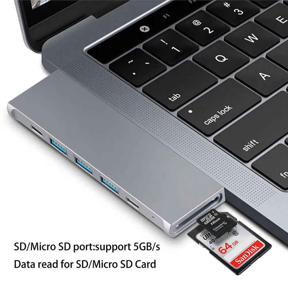 USB C к 4K HDMI Thunderbolt 3 Устройство для чтения SD/TF карт адаптер 8 в 1 Тип c док станция