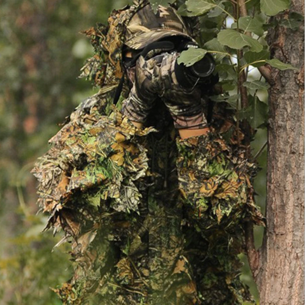 Мужской Камуфляжный костюм тактическая снайперская одежда 3D легкий Ghillie Leaf с