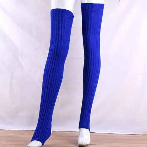 Sapphire Blue Женские носки, эластичные, одноцветные, теплые, до бедра, вязаные, длинные носки, выше колена, чулки, Medias de Mujer, сексуальные чулки - Цвет: Sapphire Blue