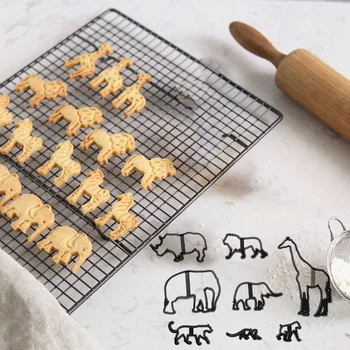 

8pcs Cake Mold Plastic Animal Cookie Cutter Safari Silhouette Set Fondant Cutter Elephant Baking Figure Cake Decorating