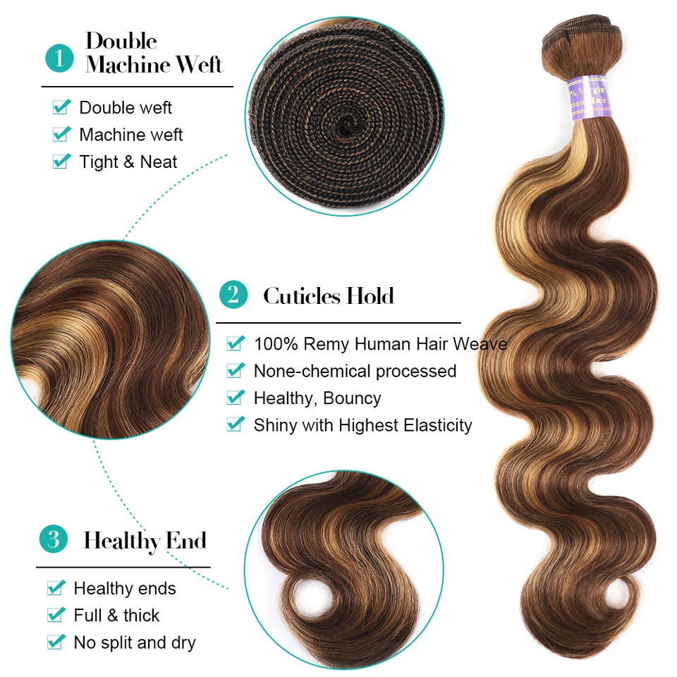H9d988cb9b4524e80a51db711a6cf3c15j Allove Highlight Bundles Brazilian Body Wave Human Hair Bundles 4/27 Honey Blonde Colored Brazilian Hair Weave Bundles 1/3/4 PCS Mallzona