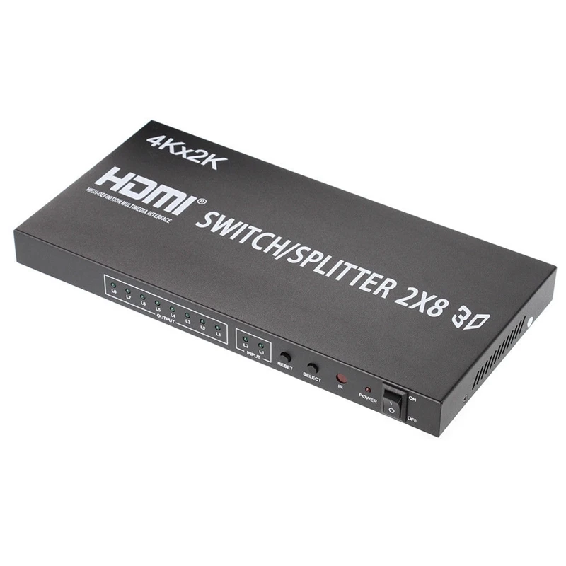 

2X8 HDMI 3D True Matrix Switch Splitter 2 In Source 8 Out Display W/ Remote 4K 2K EU PLUG