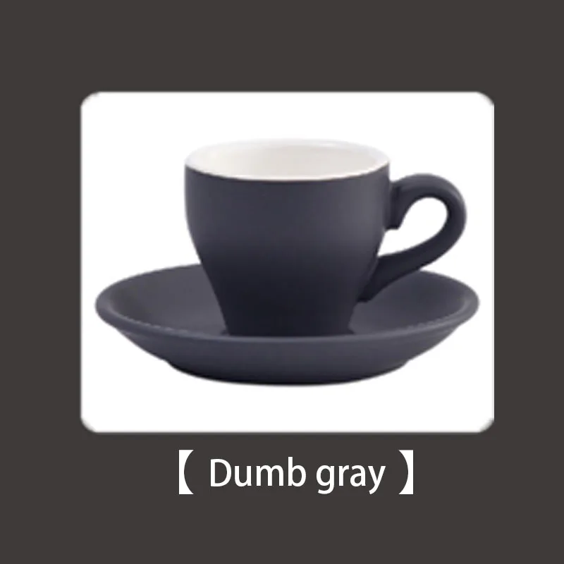 Dumb gray Тюльпан керамическая утолщенная эспрессо Кофейная чашка с тарелкой набор итальянский немой помол эспрессо чашка логотип индивидуальные 80 мл - Цвет: Dumb gray