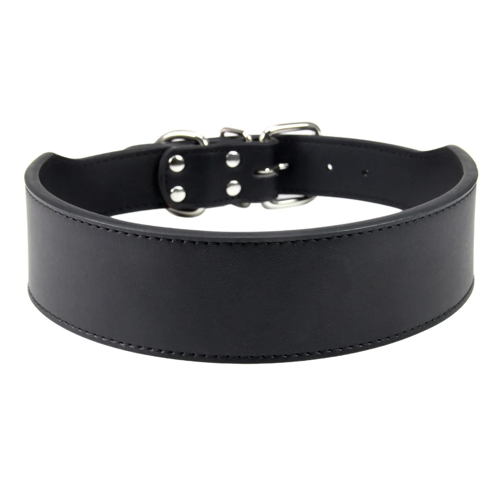 Black Dog Collar L-3XL, высокое качество, " ширина, кожаный собачий ошейник большого размера в форме рыбы, регулируемый ошейник для домашних животных, для средних и больших собак, питбуль - Цвет: Black Dog Collar
