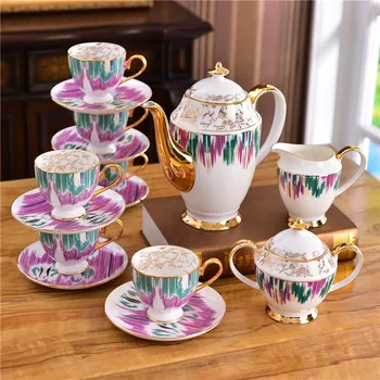 

Cup Saucer Coffee Tea Reataurant Hotel Table Milk Sugar Jug Porcelain Teapot Luxury Bone China Party Wedding Housewarming Gifts