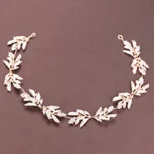 Свадебные Стразы Золотой листок резинка для волос крест-граница горячая Распродажа свадебное платье аксессуары, лента для волос головной убор