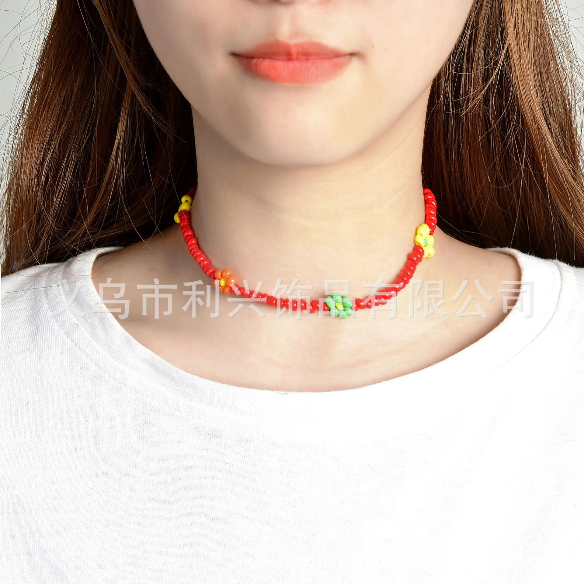 

Hyuna Celebrity Style Colorful Entirely Handmade Flower Small Bead Necklace South Korea Hand-woven Small Flower Beaded Bracelet
