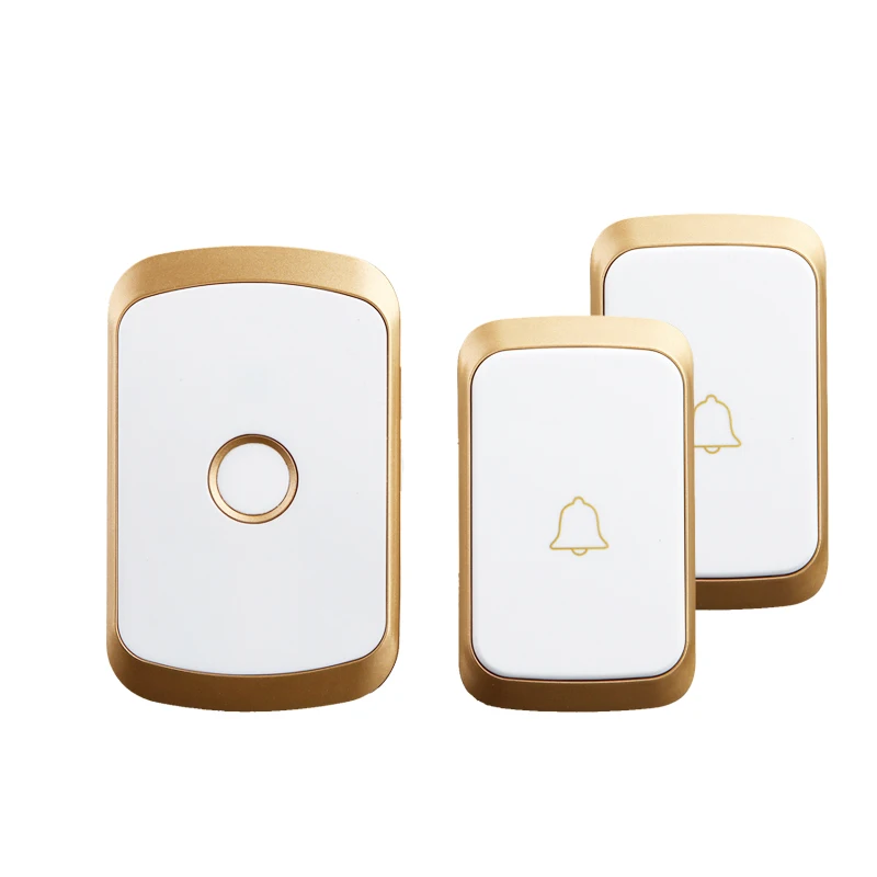 2 button 1 receiver CACAZI, умный беспроводной дверной звонок, водонепроницаемый аккумулятор, 1, 2 кнопки, 1, 2 приемника, США, ЕС, Великобритания, AU, вилка, Домашний Беспроводной звонок, звонок, колокольчик - Цвет: 2 button 1 receiver
