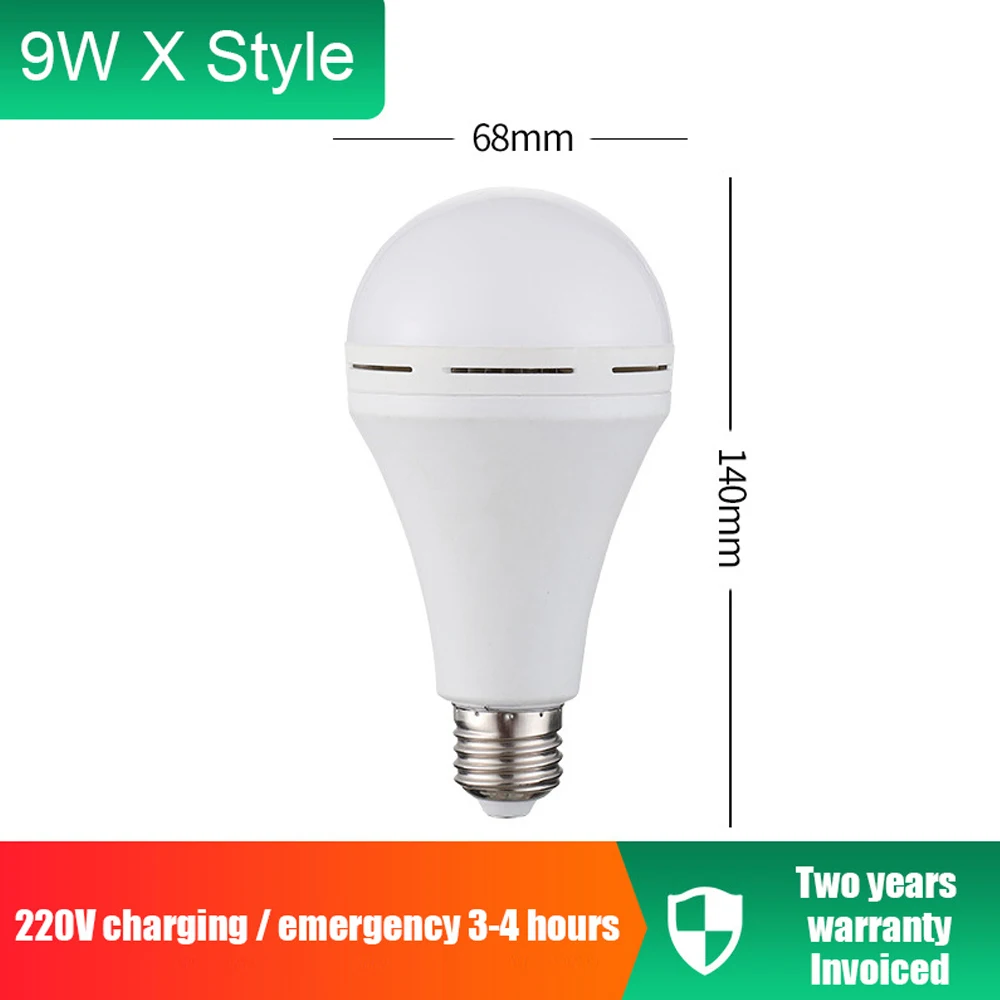 E27 LED Emergency Light 9W 12W 15W Night Market Lamp Intelligent Charging Emergency Light Bulb Rechargeable Battery Lighting 13