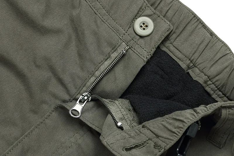 Men's Cargo Fleece Pants Double Layer Winter Thick Warm Pants Overalls Casual Cotton Rip-Stop Military Tactical Baggy Trousers