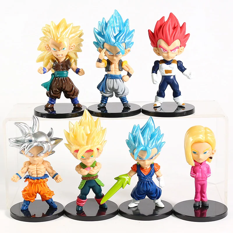Dragon Ball Z Супер Saiyan бог синий Вегета Vegetto Сон Гоку ультра инстинкт Barduck готенкс Android 18 ПВХ Фигурки игрушки 7 шт./компл
