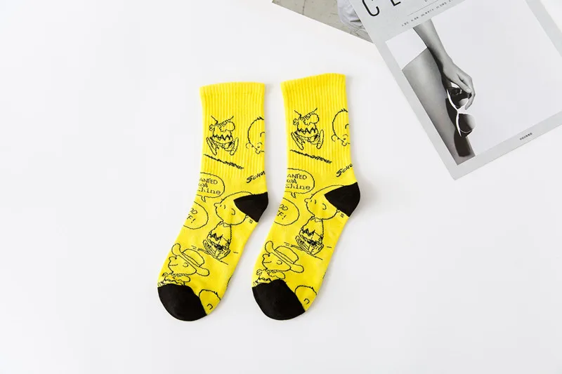 Креативные высококачественные модные мужские хип-хоп хлопковые унисекс Harajuku мужские счастливые носки забавные носки для скейтеров - Цвет: 1