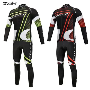 

Moxilyn Winter Thermal Fleece Cycling Jersey Set Ropa Ciclismo Invierno Hombre Roupa Ciclismo Bike Bicycle Clothing Green Suit