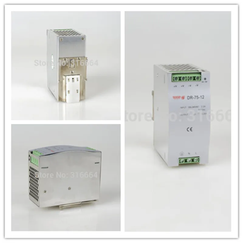 DR-75-24 75W 24V 3.2A/12V 6.3A din-рейка с одним выходом импульсный источник питания ac dc преобразователь SMPS