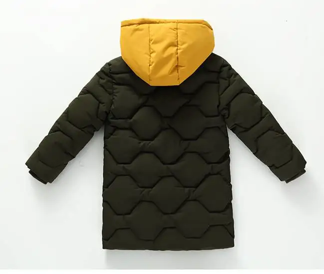 Модные зимние детские куртки с капюшоном для мальчиков; пальто для мальчиков-подростков; плотные теплые парки; детская длинная хлопковая пуховая верхняя одежда