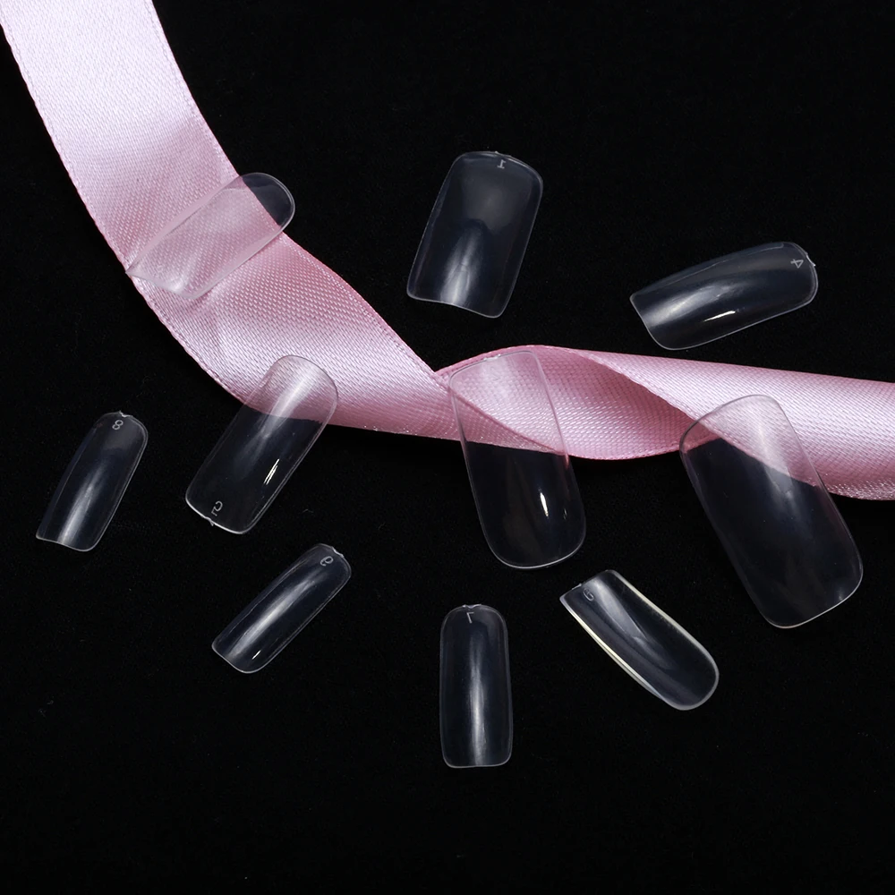 

500Pcs Transparent Natural Round Cover French False Acrylic Nail Tips UV Gel Design Fake Nail Essential Manicure Tools TD39