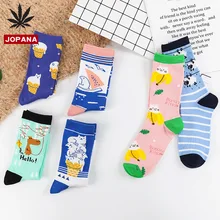Женские носки с героями мультфильмов, креативные носки, хлопковые теплые милые забавные милые Модные Повседневные Дышащие носки в Корейском стиле
